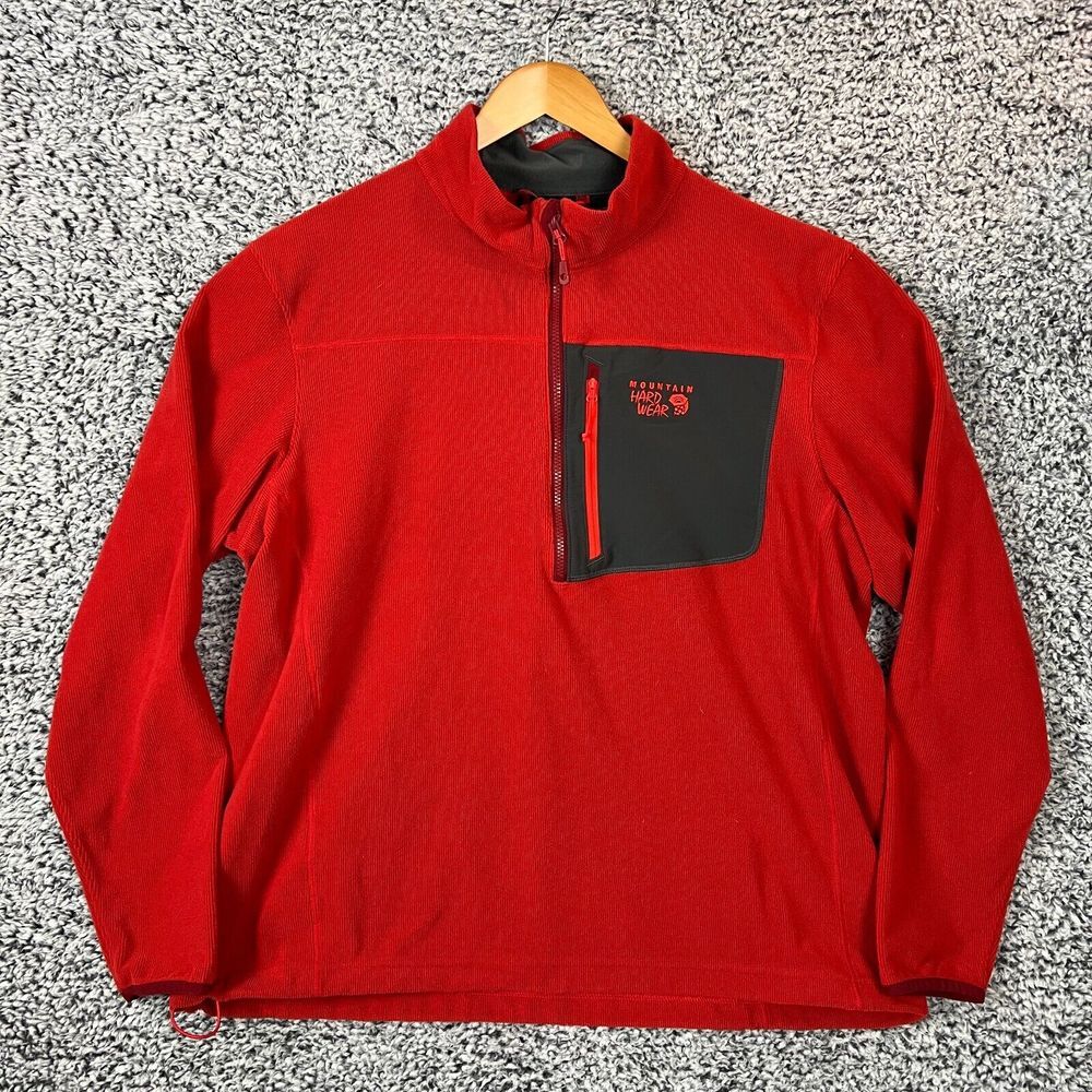 Mountain Hardwear Sweater Mens XXL Red 1/2 Zip Pullover Fleece Jacket Adult 2XL